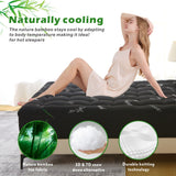 800GSM Mattress Topper Viscose Derived from Bamboo, Thick Pillowtop Fitted Mattress Cover with 45cm Deep Skirt - Machine Washable Hypoallergenic(Super King,Black)