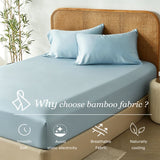 3 Piece Hotel Bamboo Cooling Fitted Sheet Set & Pillowcase -Ultra Soft 2000TC Breathable Fitted Bed Sheets Set with 37 Centimetre Deep Pocket-Cooling Sheets for Hot Sleepers(Sky Blue,King)