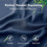 2 Piece Hotel Bamboo Cooling Fitted Sheet Set & Pillowcase -Ultra Soft 2000TC Breathable Fitted Bed Sheets Set with 37 Centimetre Deep Pocket-Cooling Sheets for Hot Sleepers(Navy,King Single)