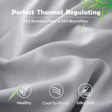 3 Piece Hotel Bamboo Cooling Fitted Sheet Set & Pillowcase -Ultra Soft 2000TC Breathable Fitted Bed Sheets Set with 37 Centimetre Deep Pocket-Cooling Sheets for Hot Sleepers(Silver-gray,Queen)