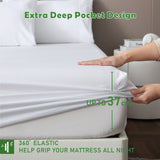 3 Piece Hotel Bamboo Cooling Fitted Sheet Set & Pillowcase -Ultra Soft 2000TC Breathable Fitted Bed Sheets Set with 37 Centimetre Deep Pocket-Cooling Sheets for Hot Sleepers(White,Super King)