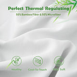 3 Piece Hotel Bamboo Cooling Fitted Sheet Set & Pillowcase -Ultra Soft 2000TC Breathable Fitted Bed Sheets Set with 37 Centimetre Deep Pocket-Cooling Sheets for Hot Sleepers(White,Super King)