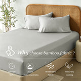 3 Piece Hotel Bamboo Cooling Fitted Sheet Set & Pillowcase -Ultra Soft 2000TC Breathable Fitted Bed Sheets Set with 37 Centimetre Deep Pocket-Cooling Sheets for Hot Sleepers(Silver-gray,Super King)