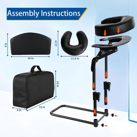 Head Rest for Mattress Home Massage Kit with Storage Bag Adjustable Height Face Down Pillow Multi Function Comfortable.
