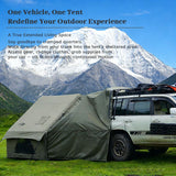 Green inflatable tent, supplied with a carry bag.