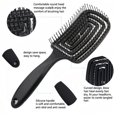 4-piece Hair Care Set with Detangling Hair Brush, Round Brush, Alligator Clips & Spray Bottle Anti-Static for Wet, Dry.