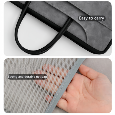 14 Inch PU Leather Laptop Bag, Portable Waterproof Laptop Case, Full Opening and Closing Sleeve Handbag.