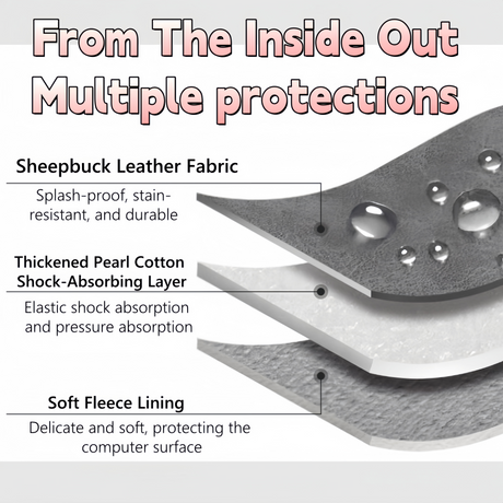 14 Inch PU Leather Laptop Bag, Portable Waterproof Laptop Case, Full Opening and Closing Sleeve Handbag.