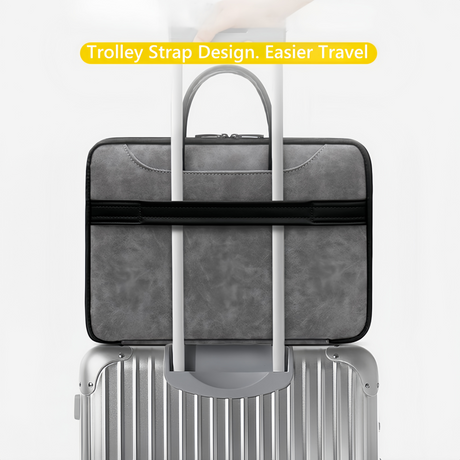 14 Inch PU Leather Laptop Bag, Portable Waterproof Laptop Case, Full Opening and Closing Sleeve Handbag.