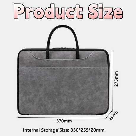 14 Inch PU Leather Laptop Bag, Portable Waterproof Laptop Case, Full Opening and Closing Sleeve Handbag.