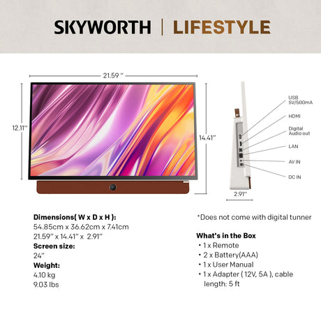 SKYWORTH portable LED, 12V, with a carry handle.