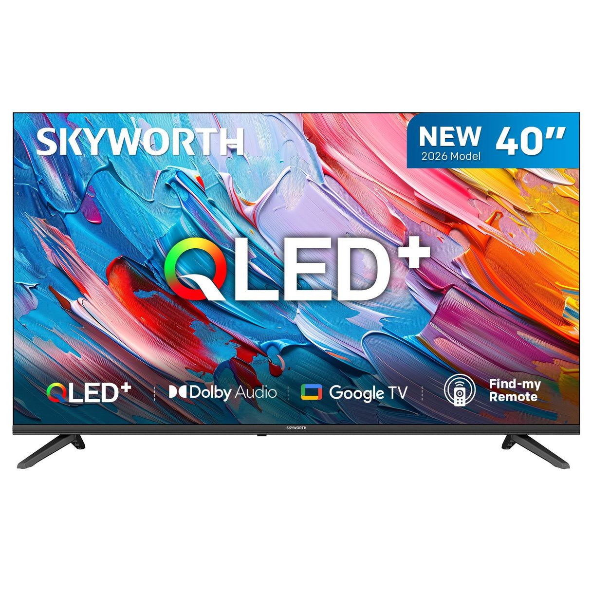 SKYWORTH Q5600H 40''-QLED+ Smart Google TV, FHD, HDR10 HLG, Find-My Remote, Dolby Audio, Screen Casting, Bezel Less Design, Voice Control