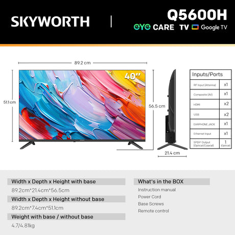 SKYWORTH QLED Google voice control, model Q5600H.