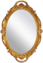 Gold hanging wall mirror, 25 x 38 cm, lightweight.