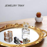 Gold hanging wall mirror, 25 x 38 cm, lightweight.