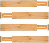 4 Pack Bamboo Adjustable Kitchen Drawer Dividers (Large, 44-55 cm)