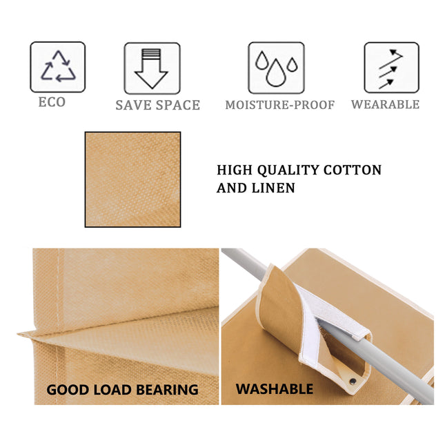 2 Pack 5-Tier Shelf Hanging Closet Organizer and Storage for Clothes (Beige)