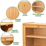 Double Layer Bamboo Bread Box for Kitchen Counter with Large Capacity and Transparent Window