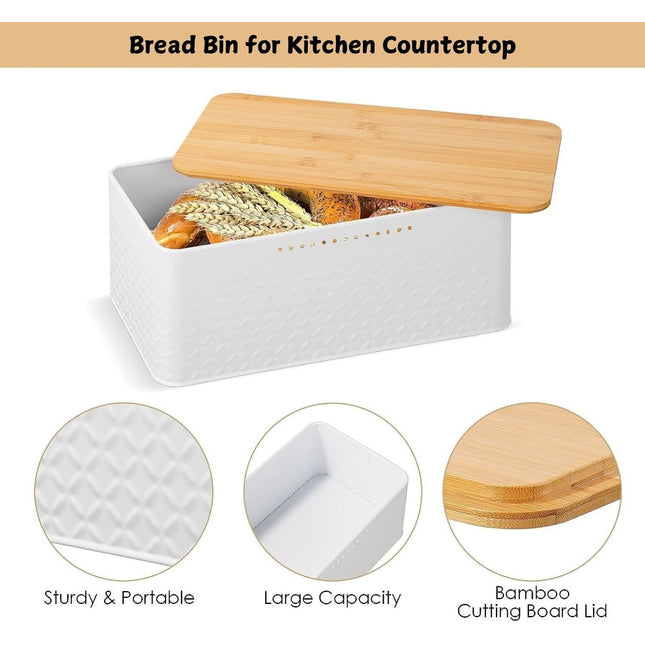 Bread Bin with Bamboo Lid used as Chopping Board for Kitchen Countertop