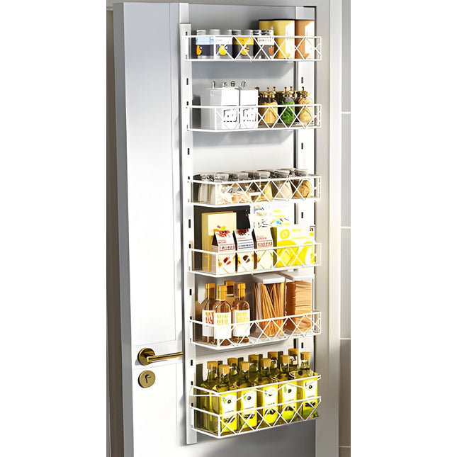 6 Tier Adjustable Baskets Over Door Pantry Organiser for Home Kitchen
