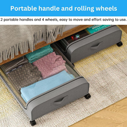 XXL Under Bed Rolling Storage Containers with 50L Large Capacity and Wheels