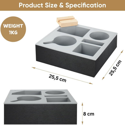 Wooden Couch Cup Holder Tray with Soft Silicone & Rotatable Phone Holder for Storaging Drinks & Snacks