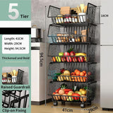 CARLA HOME Metal 5-Tier Rolling Vegetable and Fruit Basket Cart Stand for Kitchen