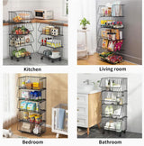 CARLA HOME Metal 5-Tier Rolling Vegetable and Fruit Basket Cart Stand for Kitchen