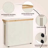 CARLA HOME Toilet Paper Storage Basket Holds Up to 12 Rolls with Bamboo Lid and Handle for RV Closet (White)