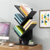 CARLA HOME 5-Tier Tree Bookshelf Storage Rack for Home Office or Bedroom, Black