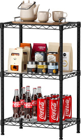 CARLA HOME 3-Tier Adjustable Metal Storage Shelves Wire Rack Organizer for Kitchen, Pantry, Bathroom or Laundry Room (60cm W x 35cm D x 103cm H)