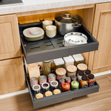 Grey adjustable out cabinet organiser, 2 pack.