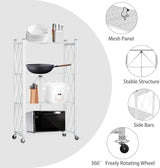 CARLA HOME 4-Tier Foldable Storage Shelf with Wheels for Kitchen, Garage, Pantry or Basement (White)