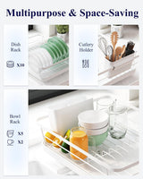 CARLA HOME Dish Drying Rack for Kitchen Counter with Removable Drip Tray, Utensil Holder and Cutlery Organizer