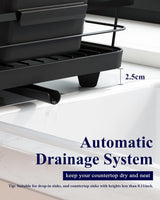 CARLA HOME Dish Drying Rack for Kitchen Counter with Removable Drip Tray, Utensil Holder and Cutlery Organizer