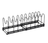CARLA HOME Expandable Pot and Pan Organizer Rack for Cabinet with 10 Adjustable Dividers, Lid & Cookware Holder for Kitchen Pantry or Countertop Storage
