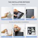 CARLA HOME Pegboard Wall Organizer Kit – 2 Black Modular Pegboards with 10 Accessories for Office, Gaming & Home Storage