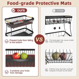 CARLA HOME 2-Tier Fruit Basket Metal Storage Bowl Kitchen Counter Organizer with Handles for Fruits, Vegetables, Snacks & Bread