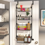 Hanging metal pantry rack.