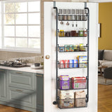 CARLA HOME black hanging metal pantry rack.
