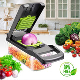 CARLA HOME Multifunctional Mandoline Vegetable Chopper 16-in-1 with Stainless Steel Blades, Storage Container & Hand Guard for Fruits & Veggies