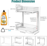 CARLA HOME 2 Pack Under Sink Organizer Pull Out Sliding Cabinet Storage Shelf with Height Adjustable for Kitchen, Bathroom or Laundry Room (White)