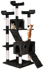 Carla Home 180cm Cat Tree Tower for Indoor Cats with Dual Condos, Plush Perches.