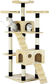 Carla Home 180cm Cat Tree Tower for Indoor Cats with Dual Condos, Plush Perches.