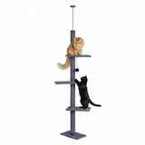 CARLA HOME Floor to Ceiling Cat Tree Tower with Adjustable Height 230-286cm for Indoor Cats, Grey