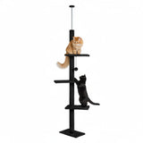 CARLA HOME Floor to Ceiling Cat Tree Tower with Adjustable Height 230-286cm for Indoor Cats, Black