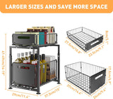 CARLA HOME 2- Pack Under Sink Organizer with Sliding Drawers & Height Adjustable for Kitchen Bathroom Cabinet Organization