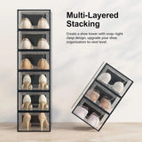 CARLA HOME 6-Pack Clear Stackable Shoe Storage Boxes - Black - Shoe Box Storage
