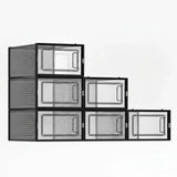 CARLA HOME 6-Pack Clear Stackable Shoe Storage Boxes - Black - Shoe Box Storage