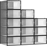 CARLA HOME 12-Pack Clear Shoe Storage Boxes - Stackable - Black - Shoe Box Storage